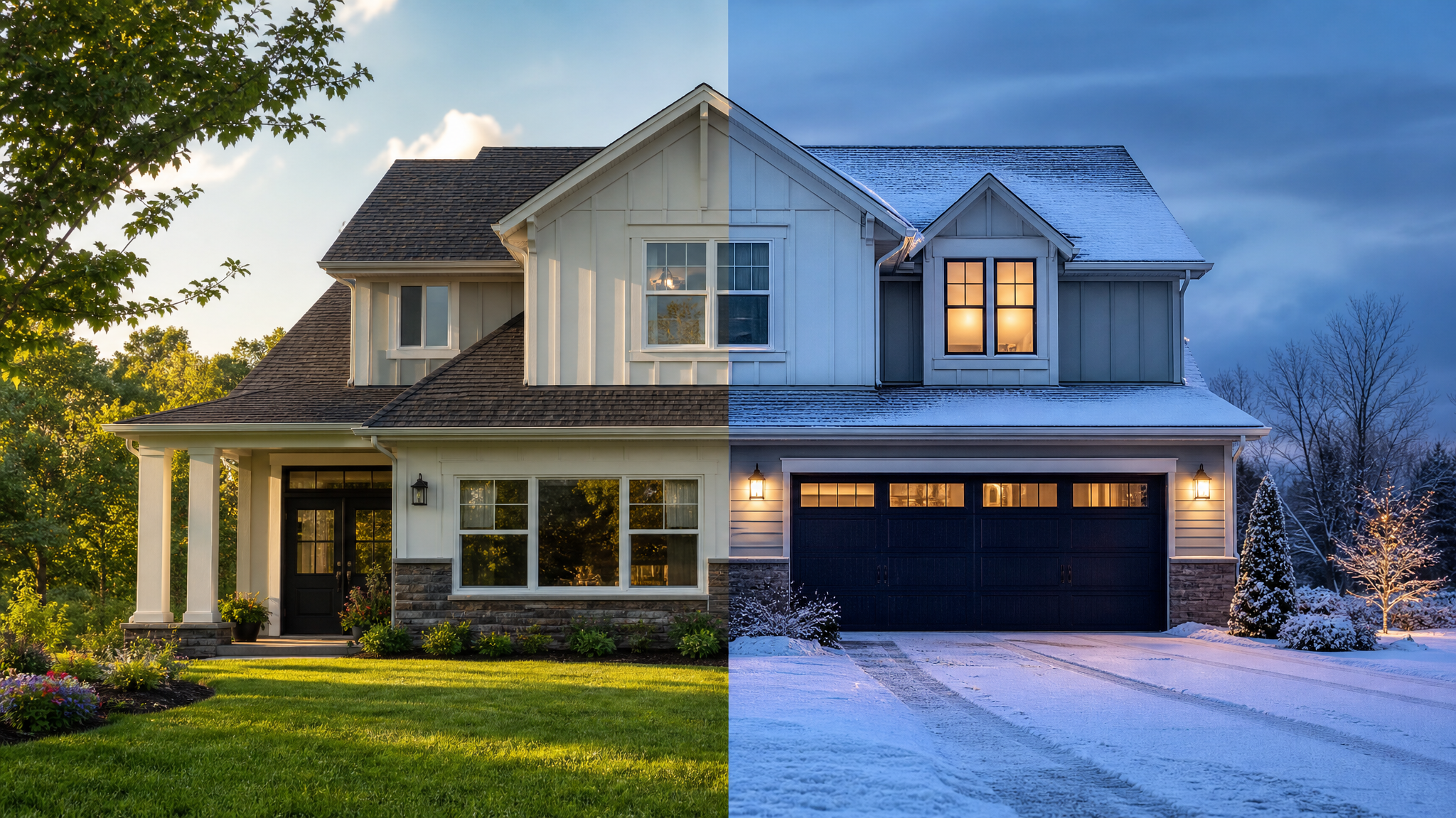 The same Austin home in summer and winter — Solstice keeps it comfortable year-round
